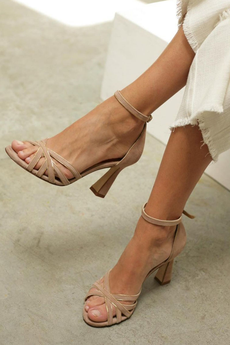 VIRA™ | Patchwork sandalen met ronde neus en dunne hak