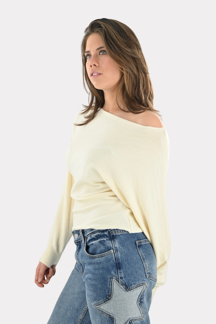 Menthe off shoulder knit - creme