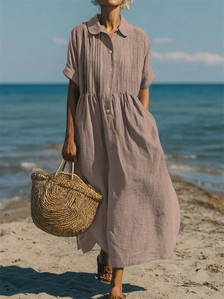 Arianne | Robe Chemise Fluide en Coton Élégant