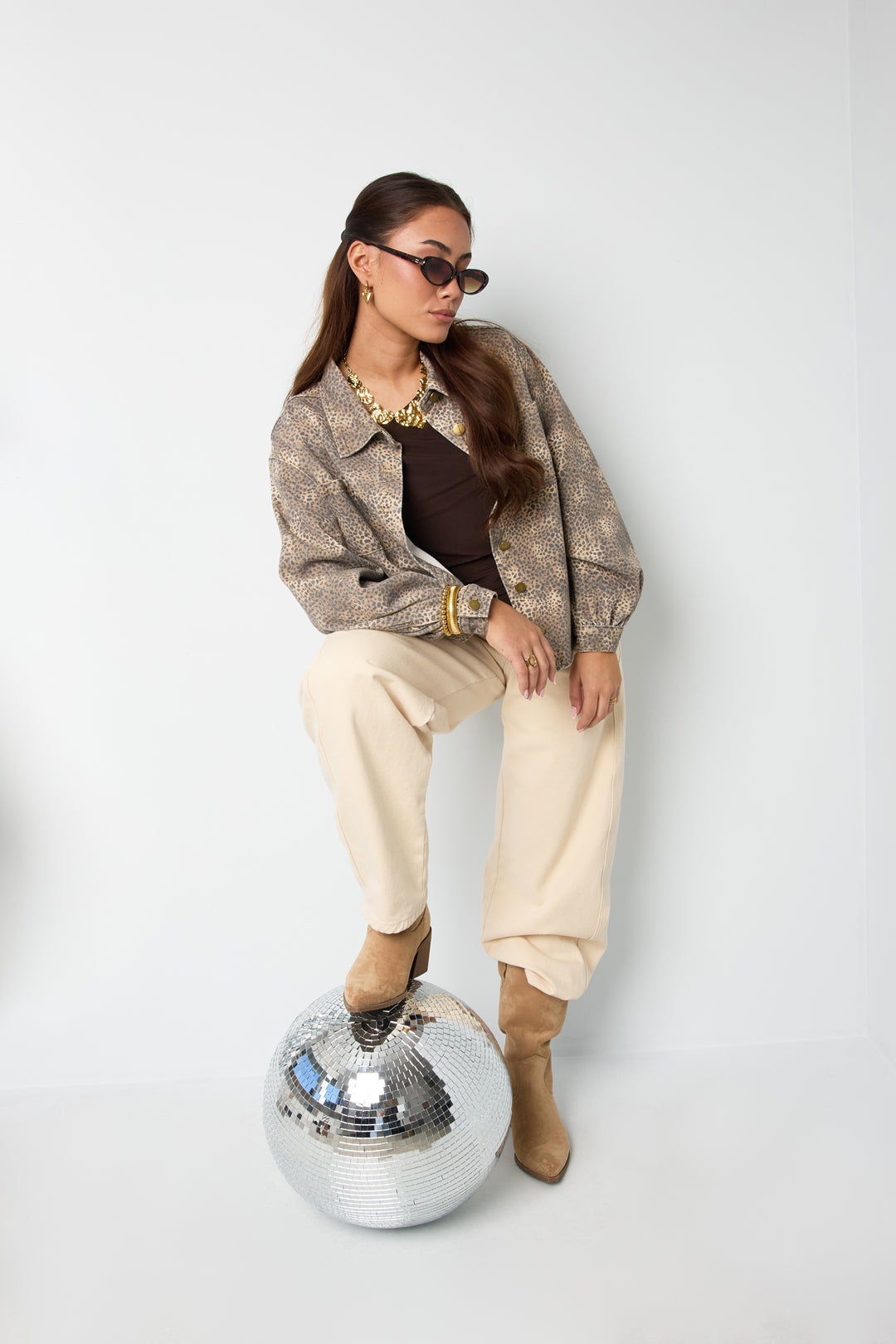 de cowgirl & dol op luipaardprint jeans