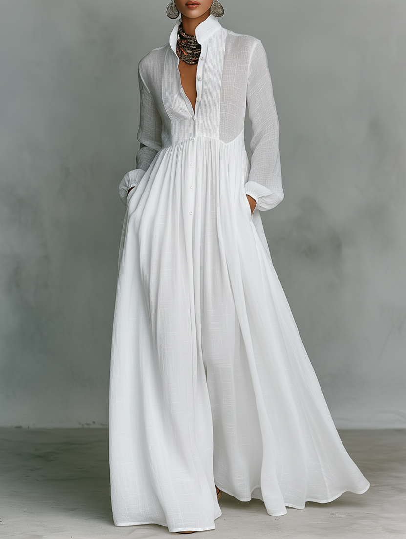 NIDA™ | Maxi Jurk met Tijdloze Elegantie en Flatterende Valling voor Elke Dag