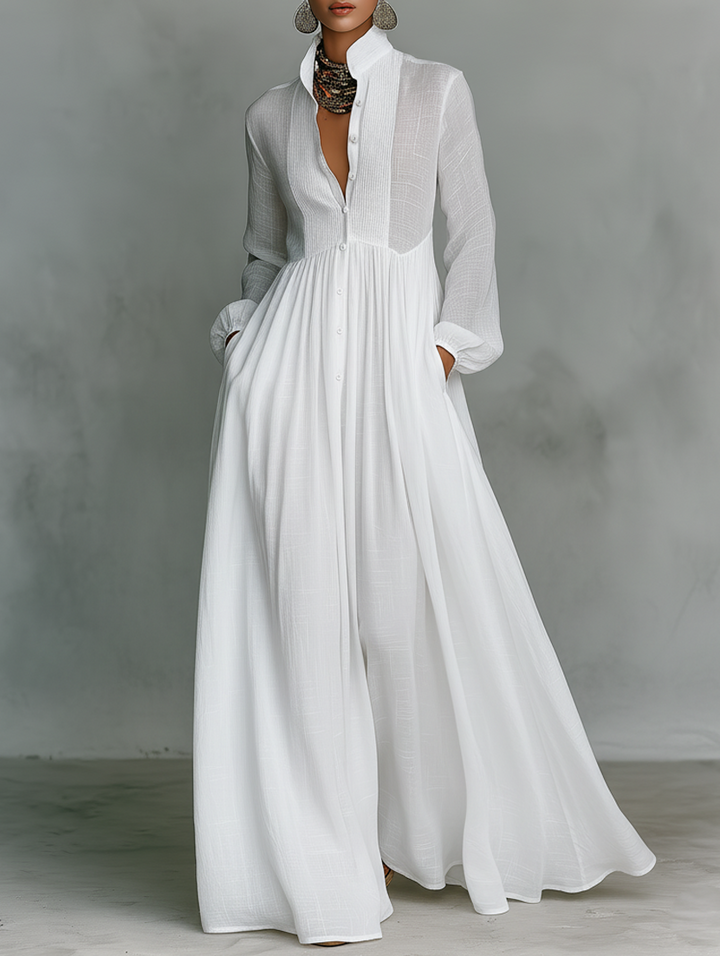 NIDA™ | Maxi Jurk met Tijdloze Elegantie en Flatterende Valling voor Elke Dag