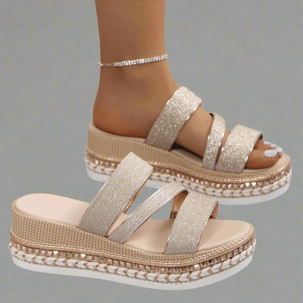VIENNA | Glitter Wedge Sandalen met Glamour Ontwerp voor de Zomer