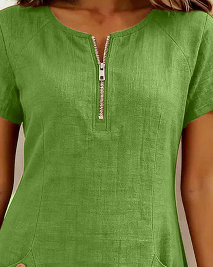 MEREL | Half-zip midi-jurk met zakken
