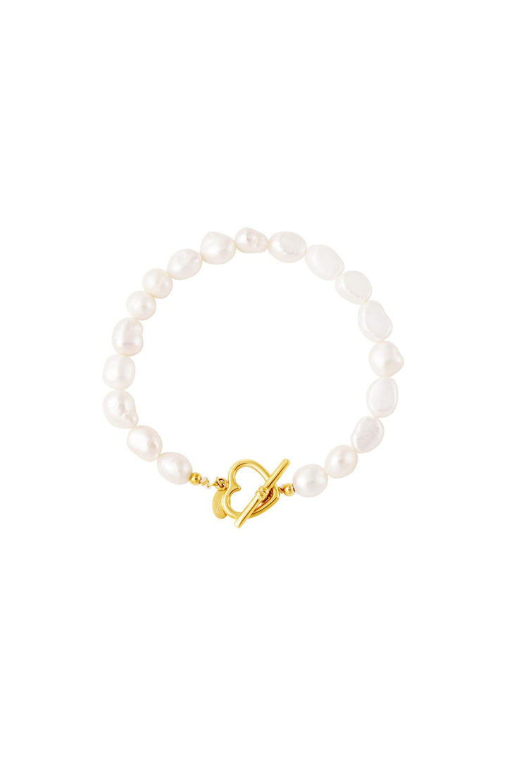 Armband parel hart sluiting Goud kleur Stainless Steel