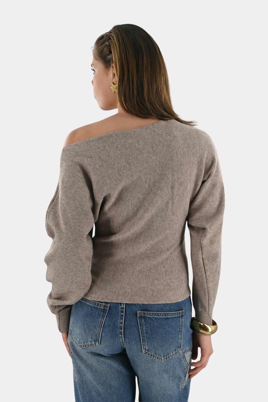 Menthe off shoulder knit - beige