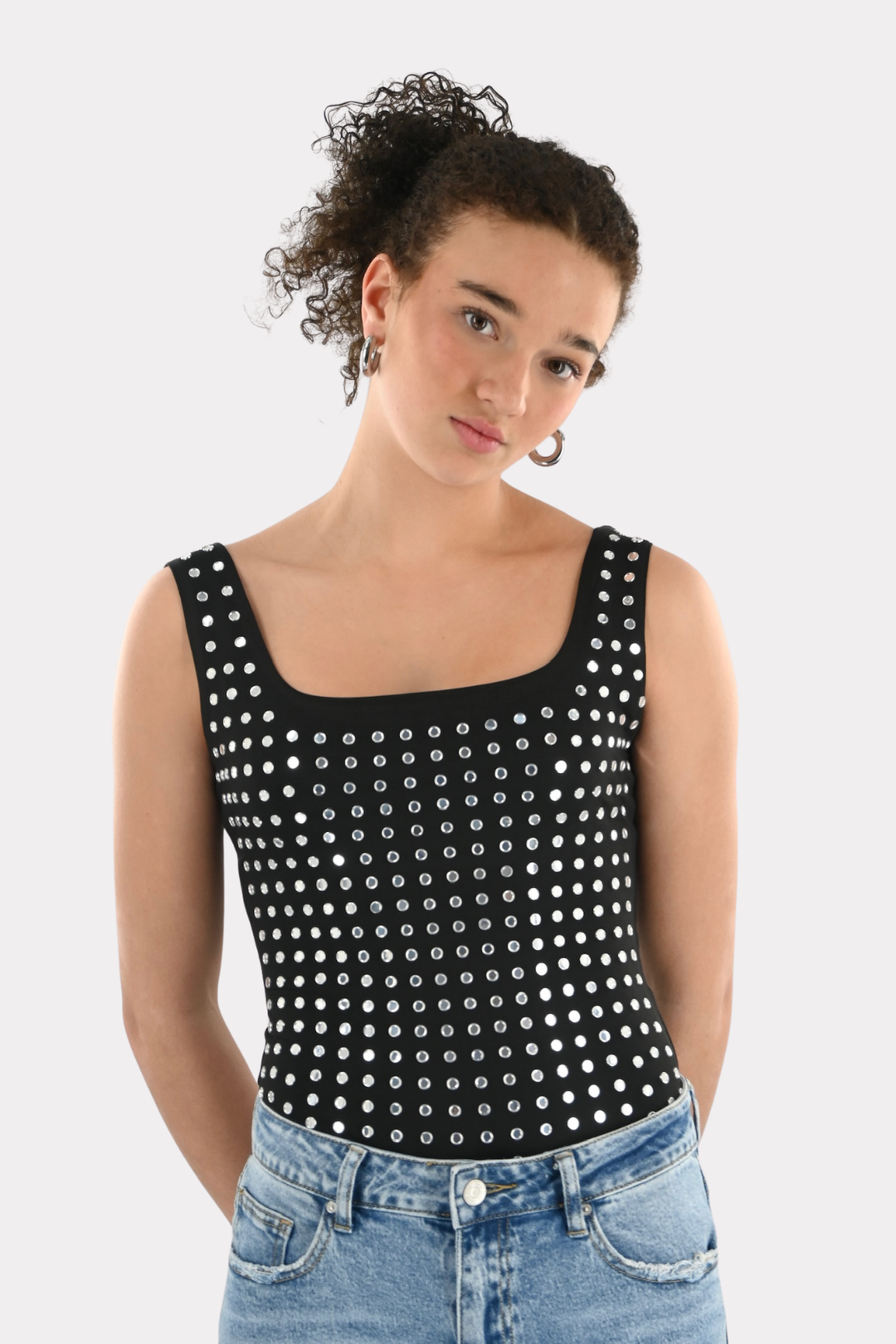 Amelie studded body - zwart