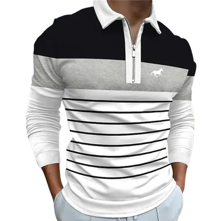 ALESSIO | LUXE GESTREEPTE ZIP-POLO VOOR HEREN