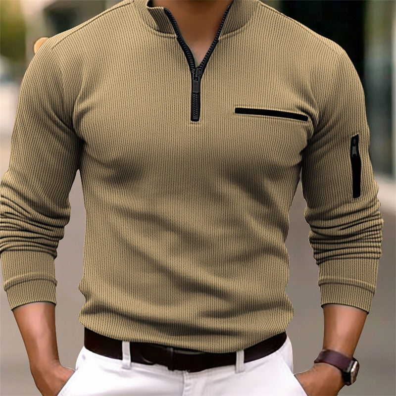 THIJS | Shirt met lange mouwen en ritssluiting
