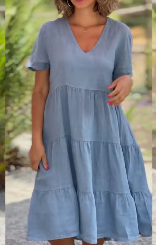 NADIA | Licht Zomerjurk met Vloeiende Pasvorm en Elegante Casual Stijl