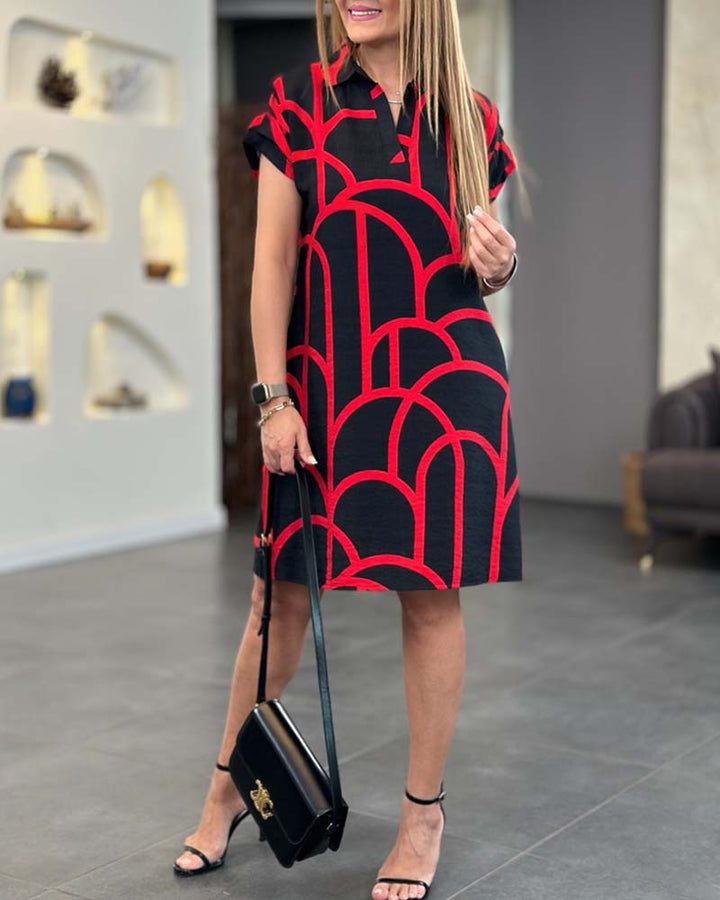 VIRELLE | Elegante Midi Jurk met Korte Mouwen