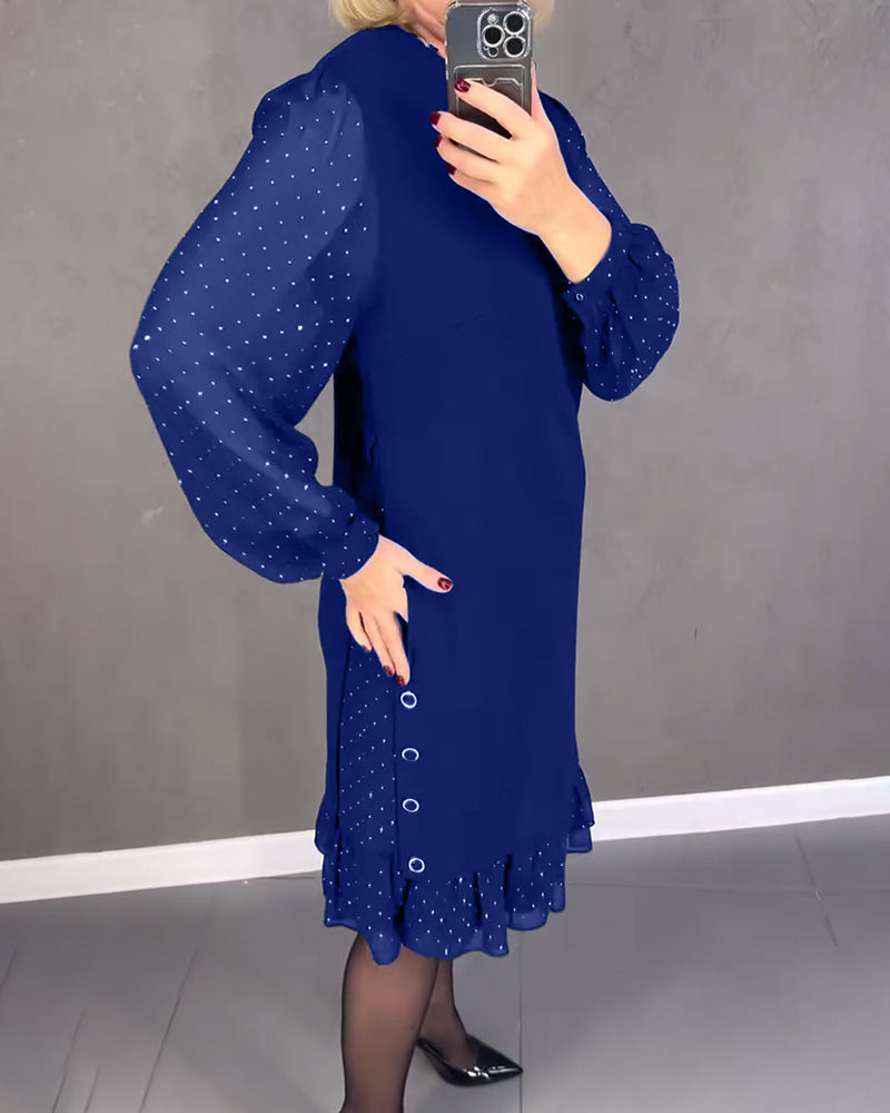 TINA | Elegante Jurk met Transparante Mouwen en Flatterende Snit voor Herfstgelegenheden