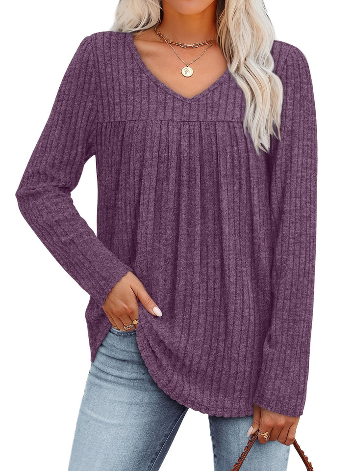 LILA | Elegante V-Hals Blouse met Flatterende Plooidetails