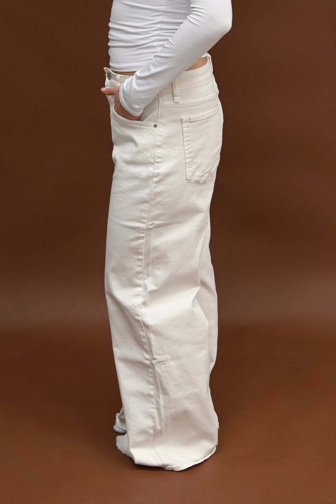 Calm wide leg jeans - crème