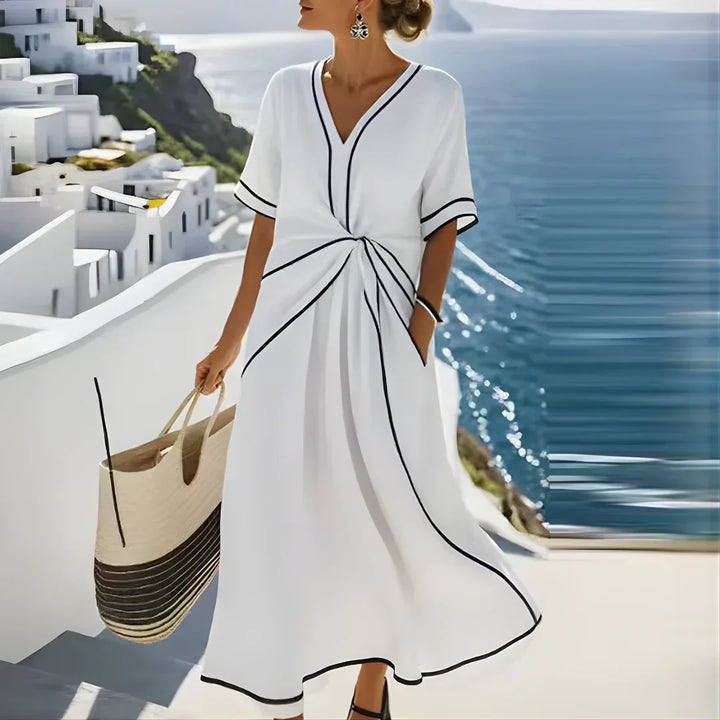 JANA | Elegante Jurk met Flatterende Taille en Vakantie Chic