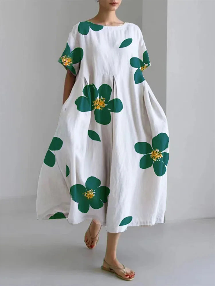 RIANNE | Lange Zomerjurk met Levendige Bloemen en Zachte Comfort voor Zonnige Dagen