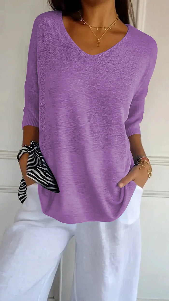 JADA | V-hals top met gebreid design