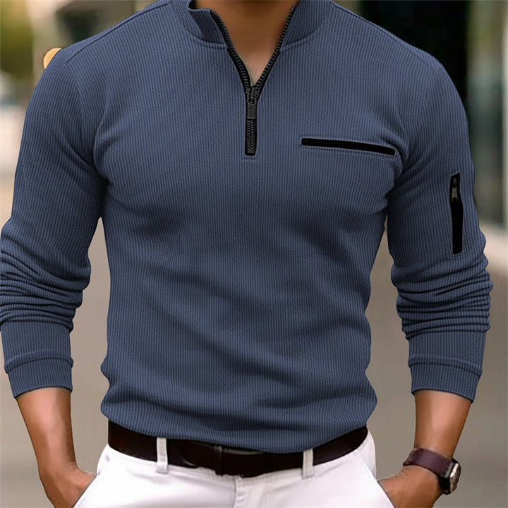 THIJS | Shirt met lange mouwen en ritssluiting