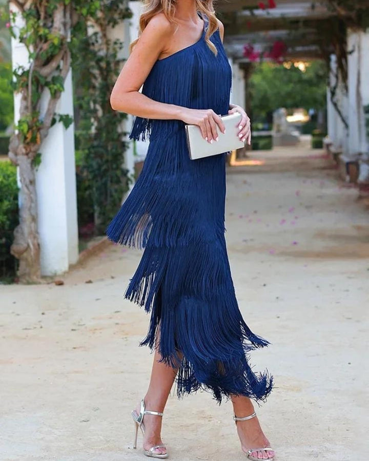 LIONA | Elegante en Verfijnde Jurk met Franje