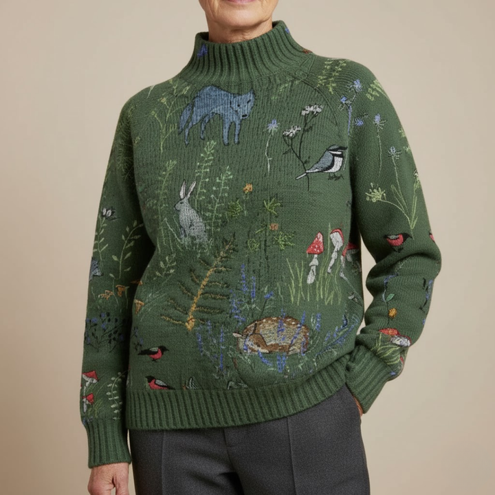 MAISON LORÉA™| Mijn Gebreide Trui met Bos geïnspireerde Print