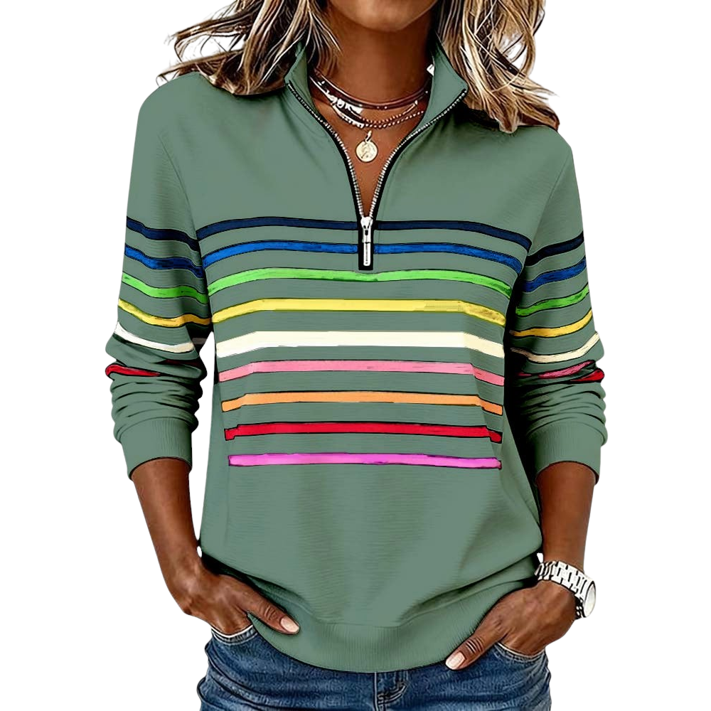 VERA | Kleurrijke half-zip trui