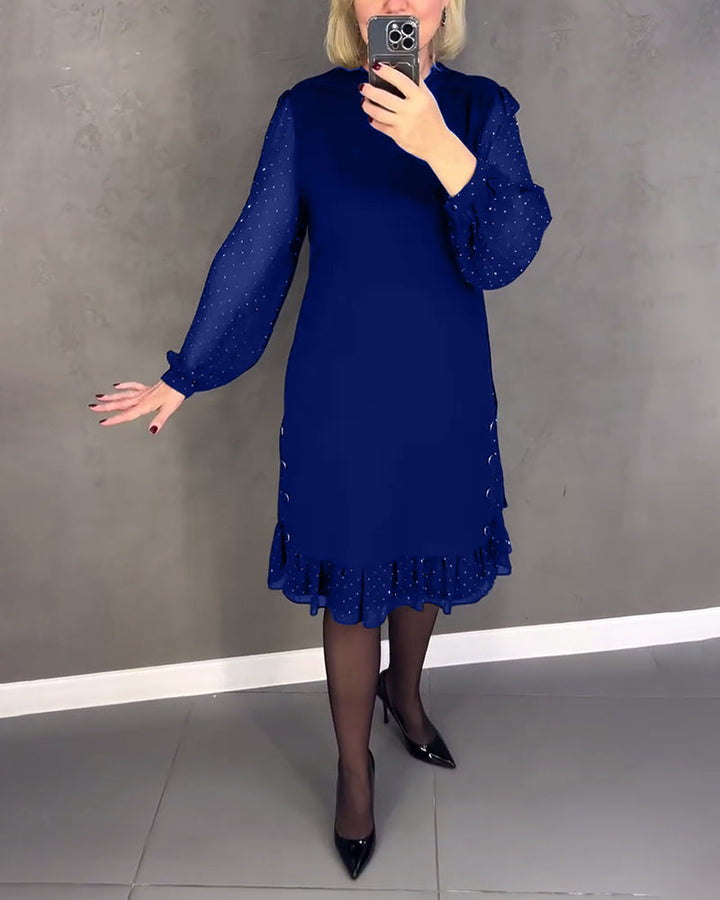 TINA | Elegante Jurk met Transparante Mouwen en Flatterende Snit voor Herfstgelegenheden