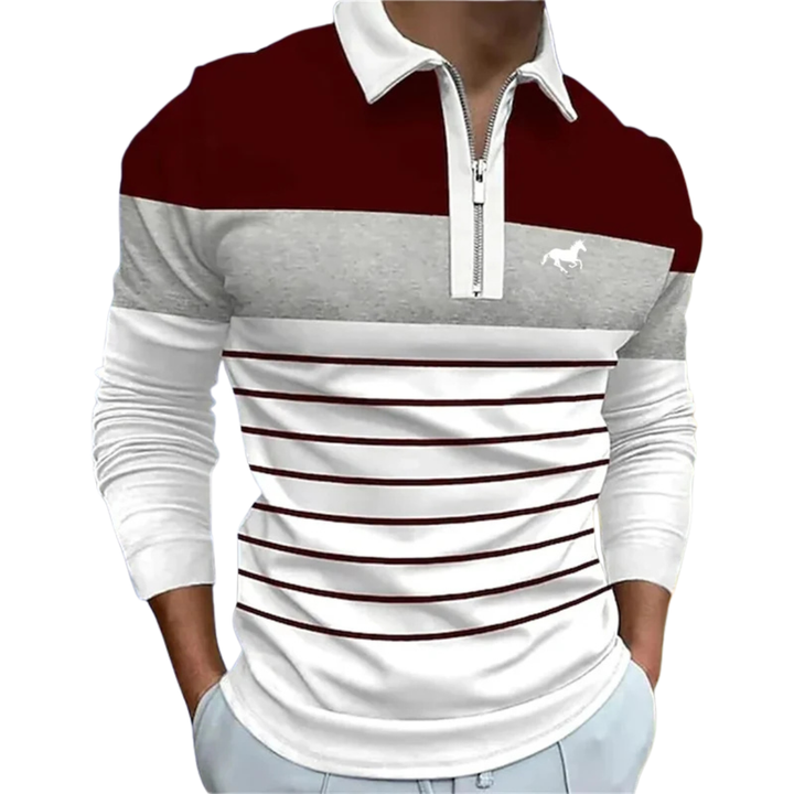 ALESSIO | LUXE GESTREEPTE ZIP-POLO VOOR HEREN