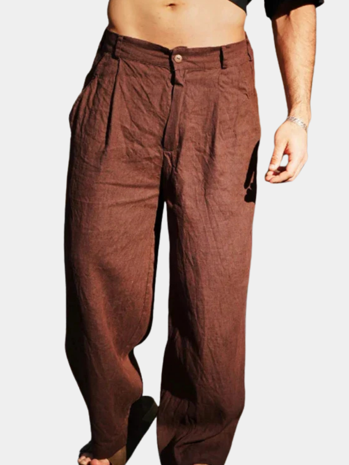 HUGO | LINEN BROEK MET WIDE LEGS