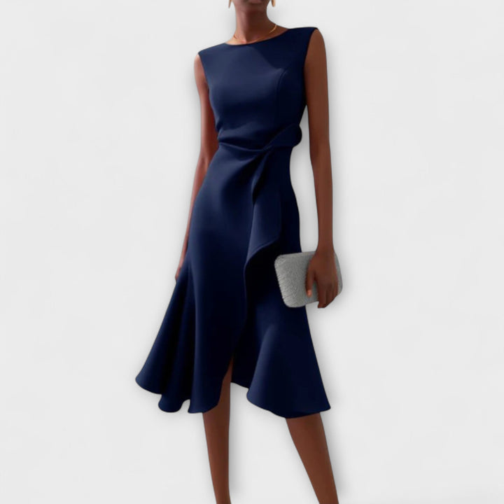 GABI – Asymmetrische Midi Jurk met Drapage