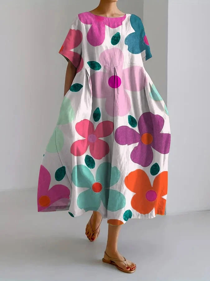 REGINA | Midi Bloemenjurk met Zorgeloze Stijl en Zomercomfort voor Kleurrijke Dagen