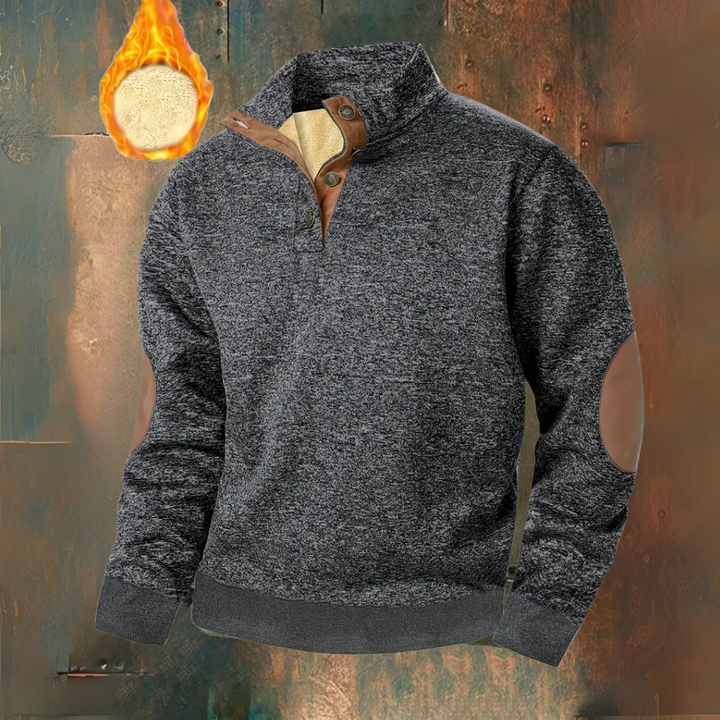 Warme fleece trui met knoopsluiting