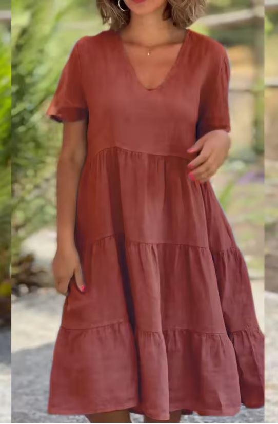 NADIA | Licht Zomerjurk met Vloeiende Pasvorm en Elegante Casual Stijl