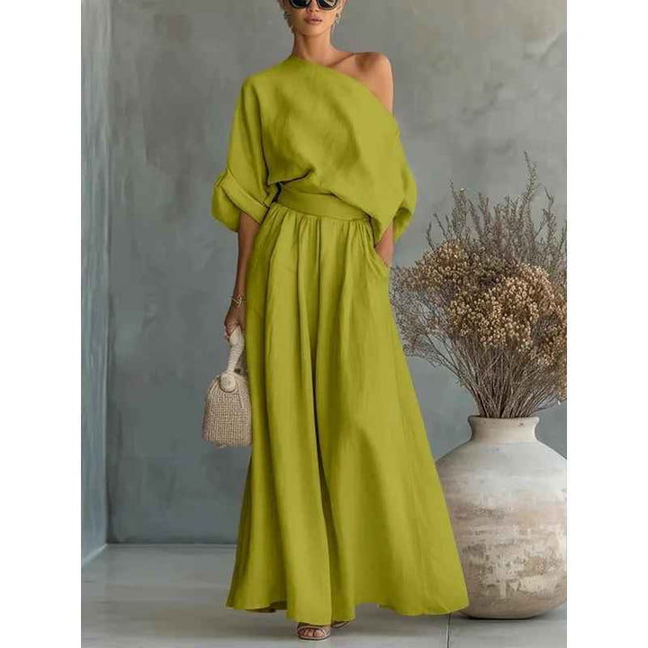 Lisa™ | Zachte Off-Shoulder Top en Tapered Broek Set