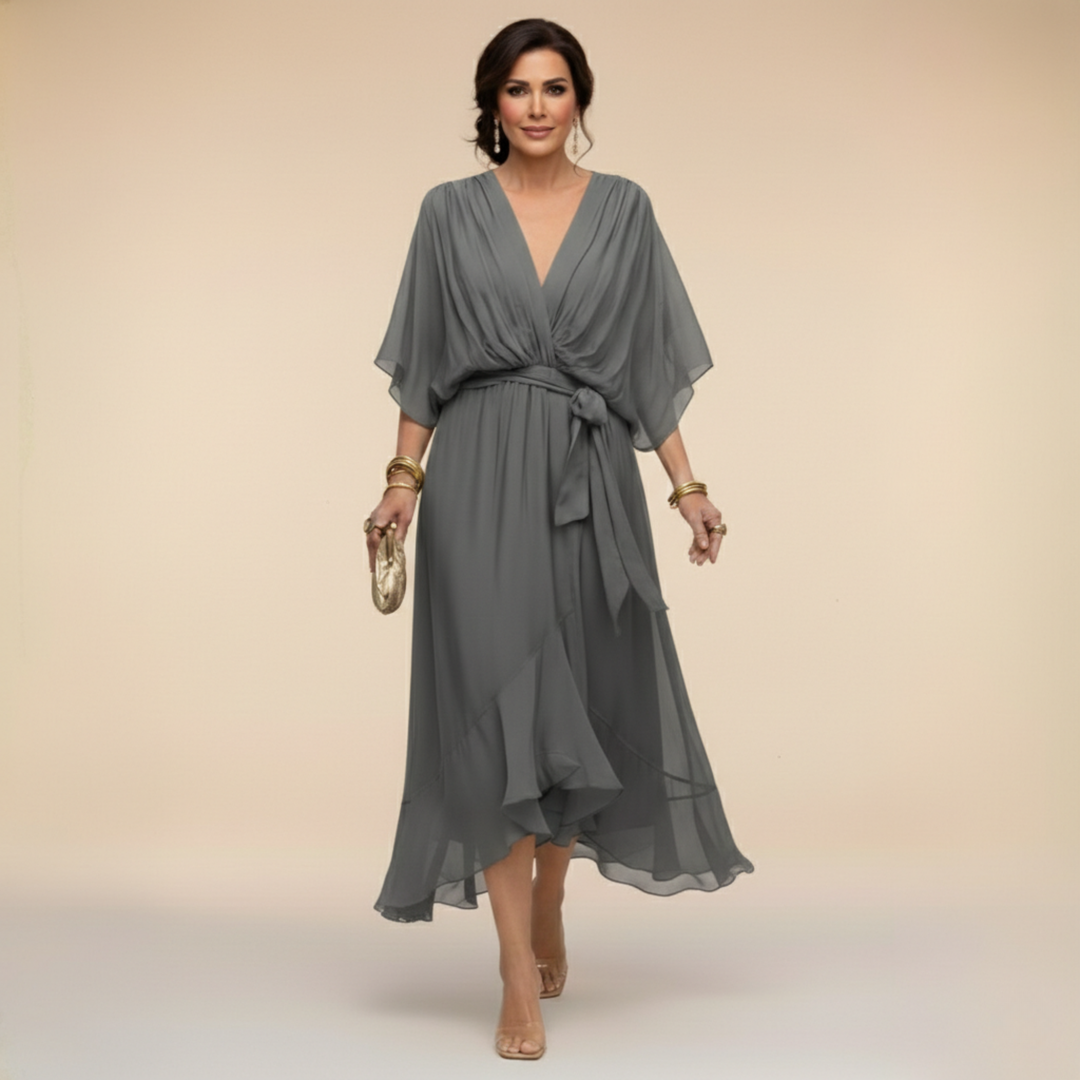 HELLEN | Elegante V-hals Jurk voor Tijdloze Klasse
