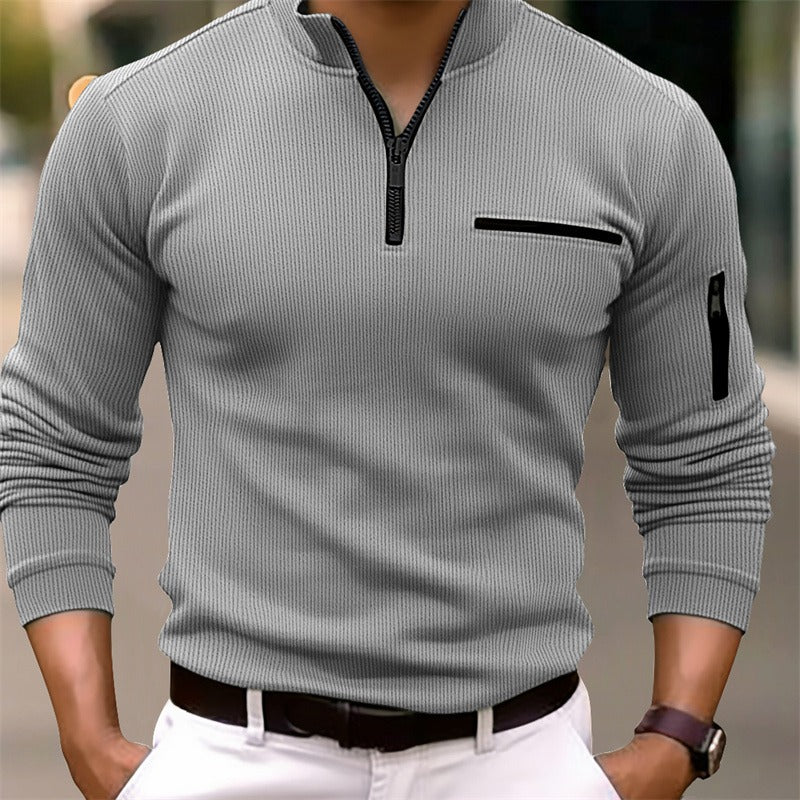 THIJS | Shirt met lange mouwen en ritssluiting