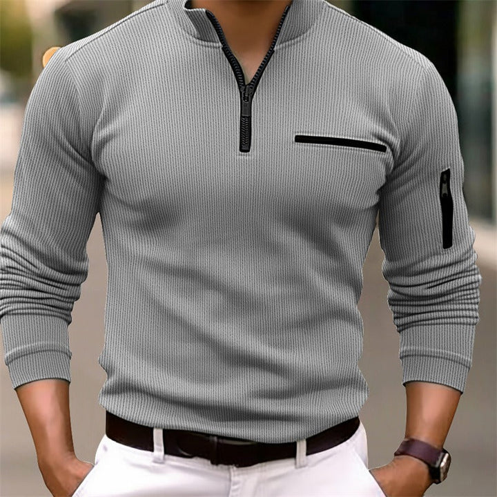 THIJS | Shirt met lange mouwen en ritssluiting