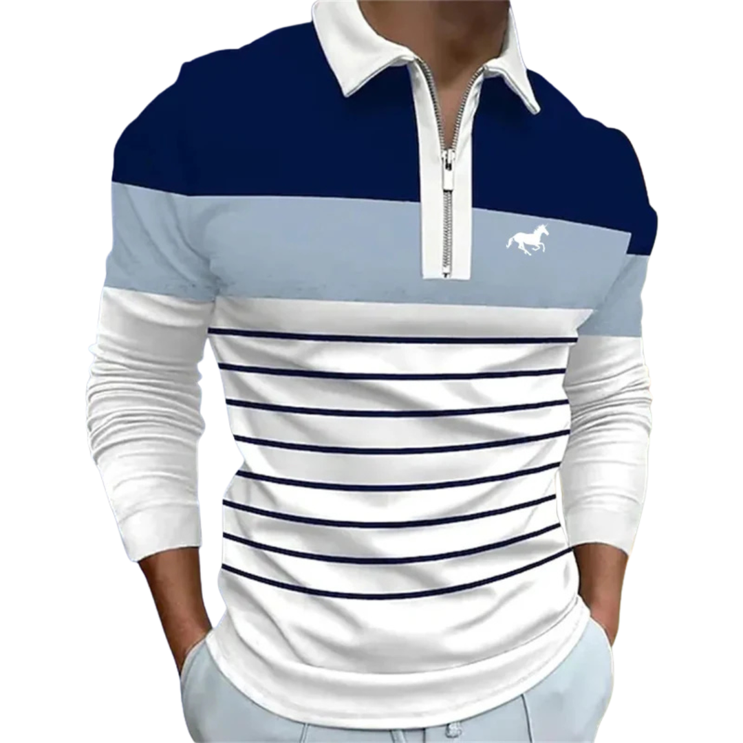 ALESSIO | LUXE GESTREEPTE ZIP-POLO VOOR HEREN