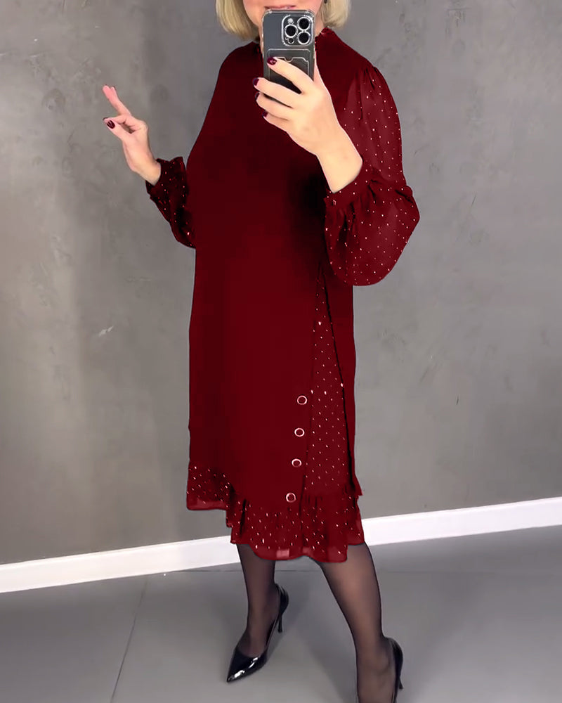 TINA | Elegante Jurk met Transparante Mouwen en Flatterende Snit voor Herfstgelegenheden