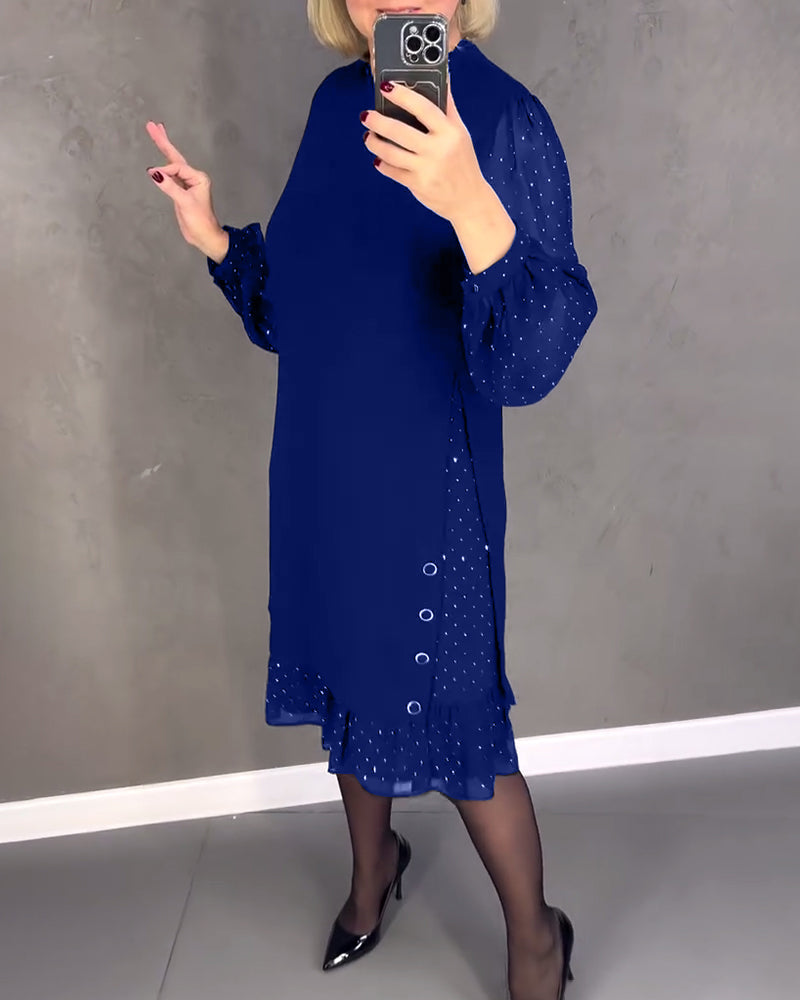 TINA | Elegante Jurk met Transparante Mouwen en Flatterende Snit voor Herfstgelegenheden
