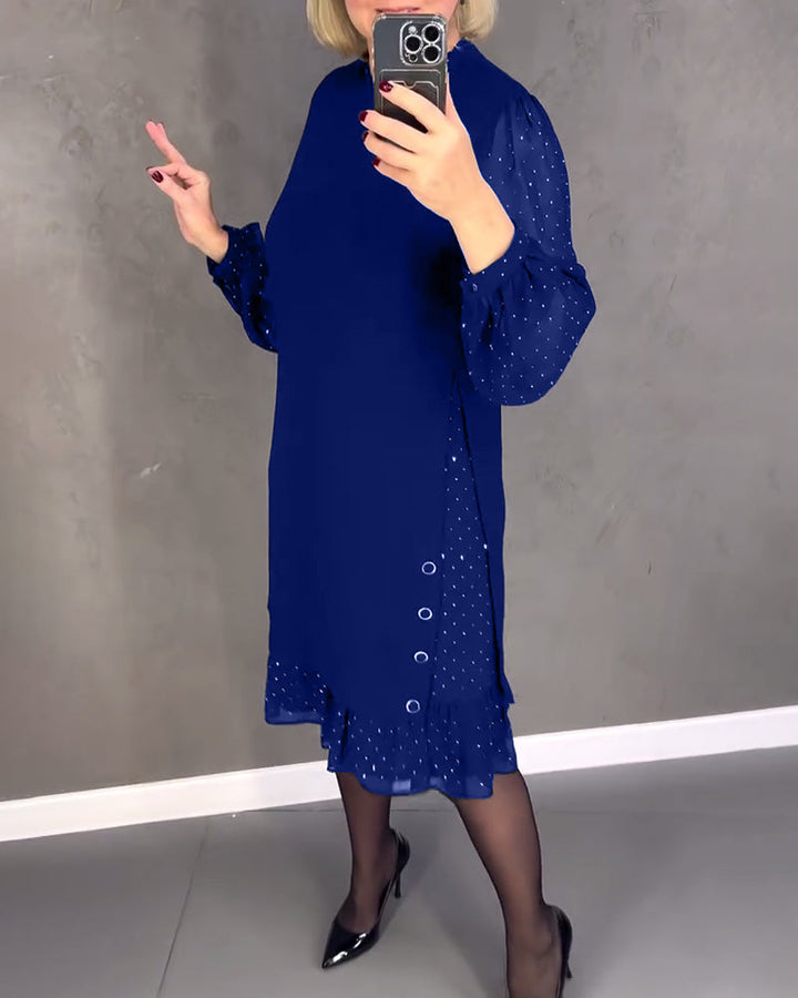 TINA | Elegante Jurk met Transparante Mouwen en Flatterende Snit voor Herfstgelegenheden
