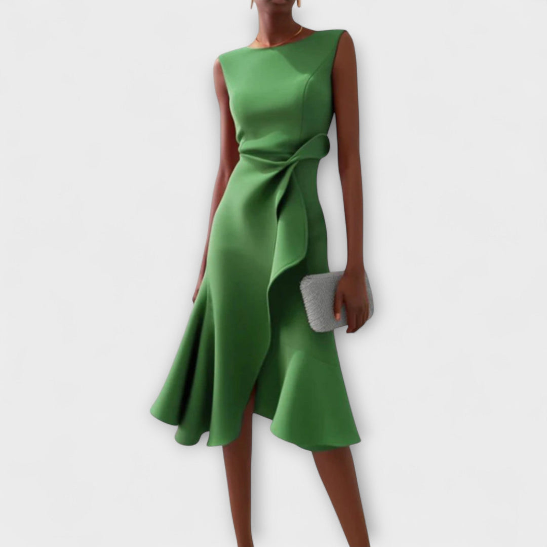 GABI – Asymmetrische Midi Jurk met Drapage