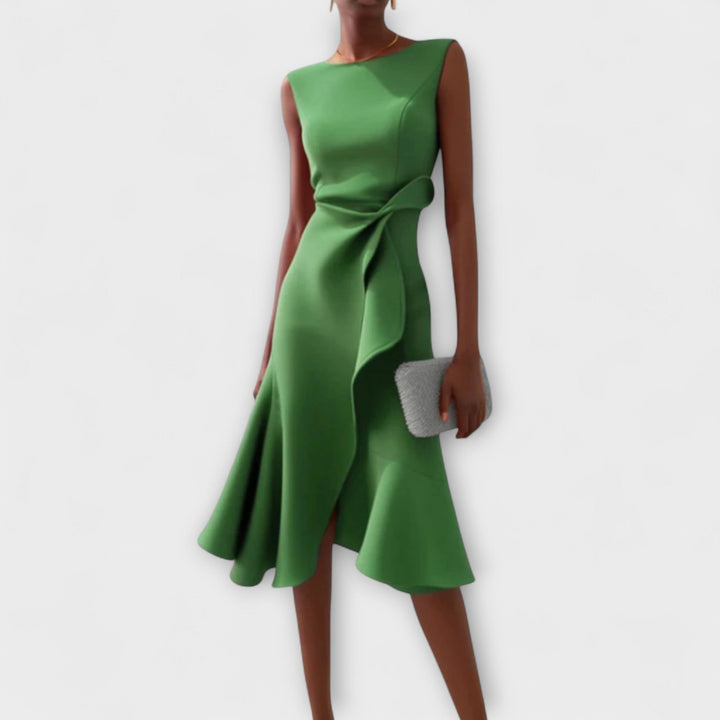 GABI – Asymmetrische Midi Jurk met Drapage