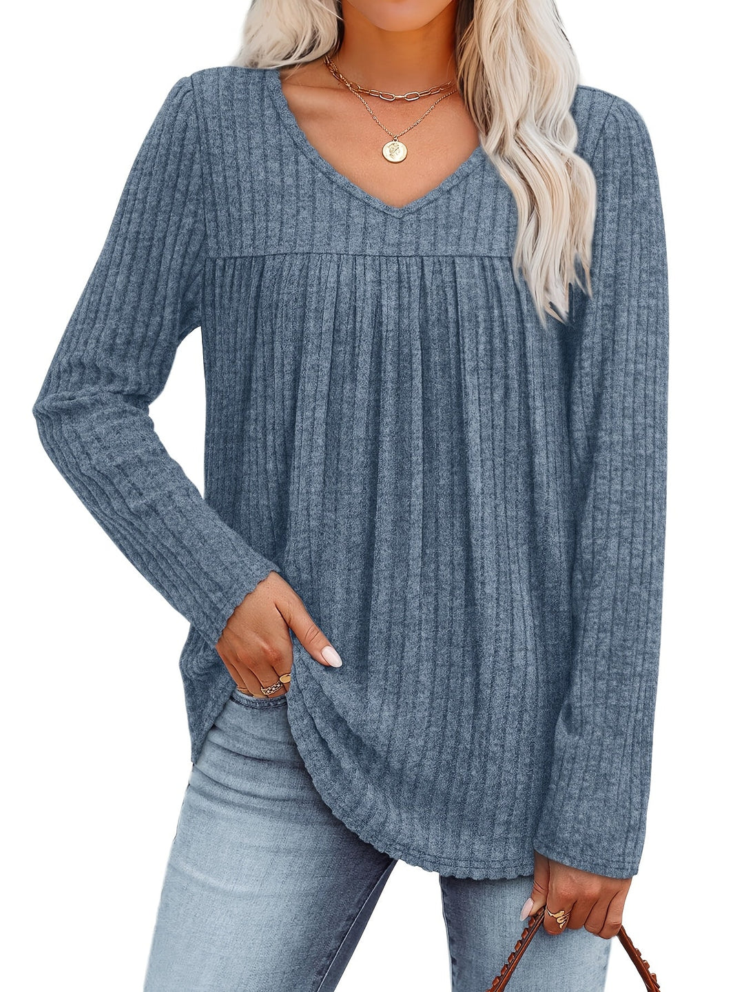 LILA | Elegante V-Hals Blouse met Flatterende Plooidetails