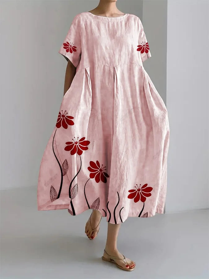 NINA | Lange Bloemenjurk met Natuurlijke Elegantie en Maximale Comfort voor Elke Informele Moment