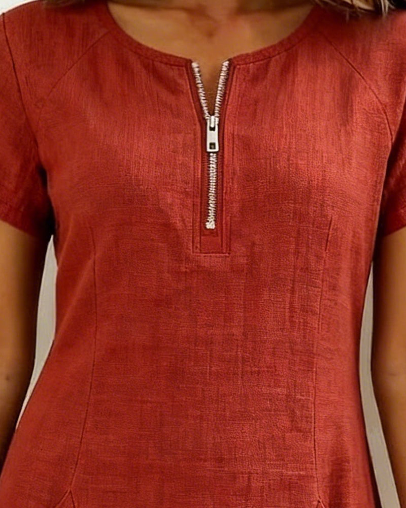 MEREL | Half-zip midi-jurk met zakken