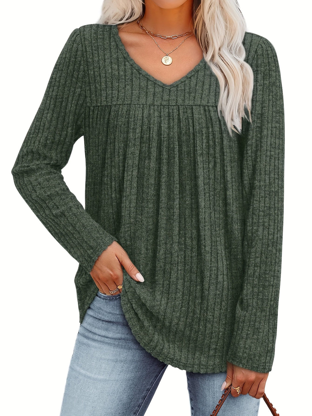 LILA | Elegante V-Hals Blouse met Flatterende Plooidetails