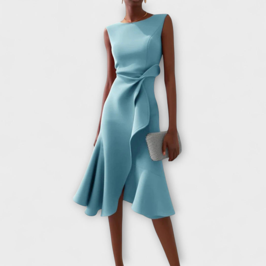 GABI – Asymmetrische Midi Jurk met Drapage