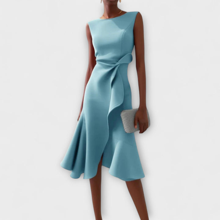 GABI – Asymmetrische Midi Jurk met Drapage