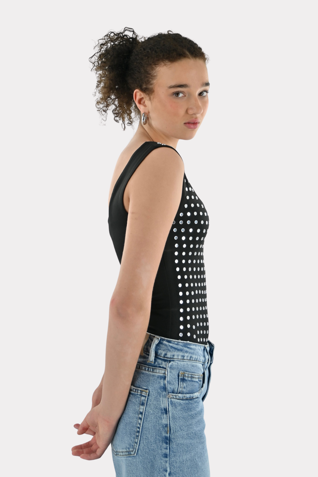 Amelie studded body - zwart