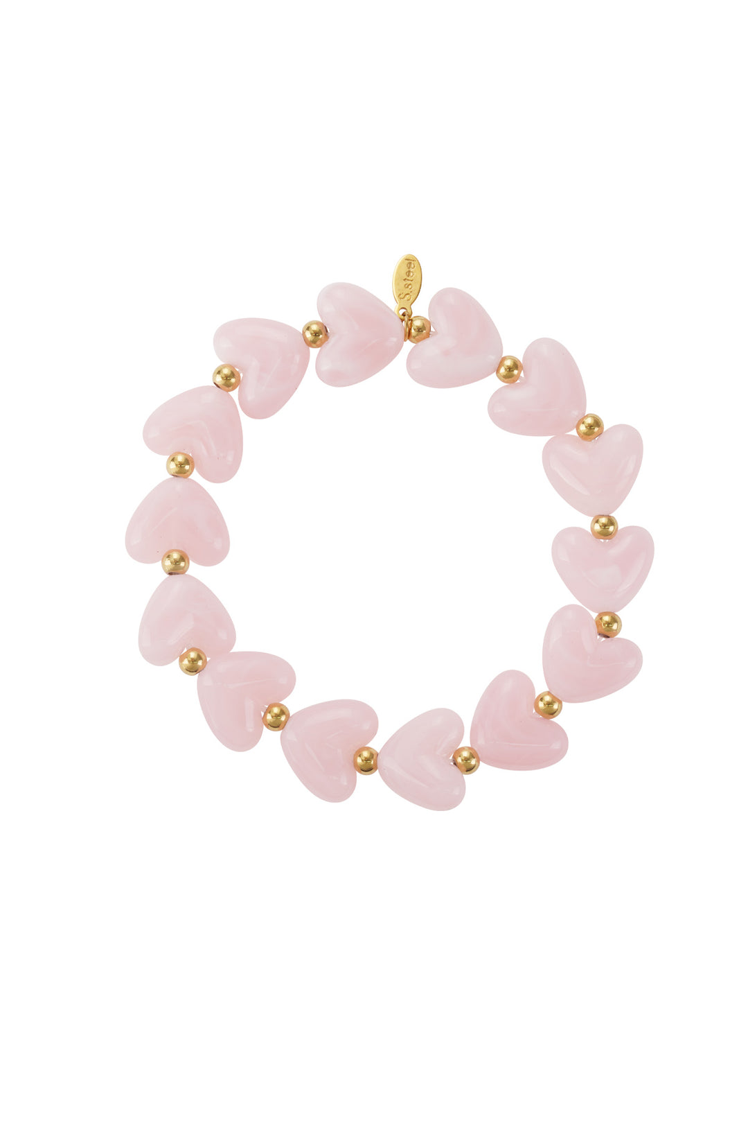 Elastieken hartjes kralenarmband